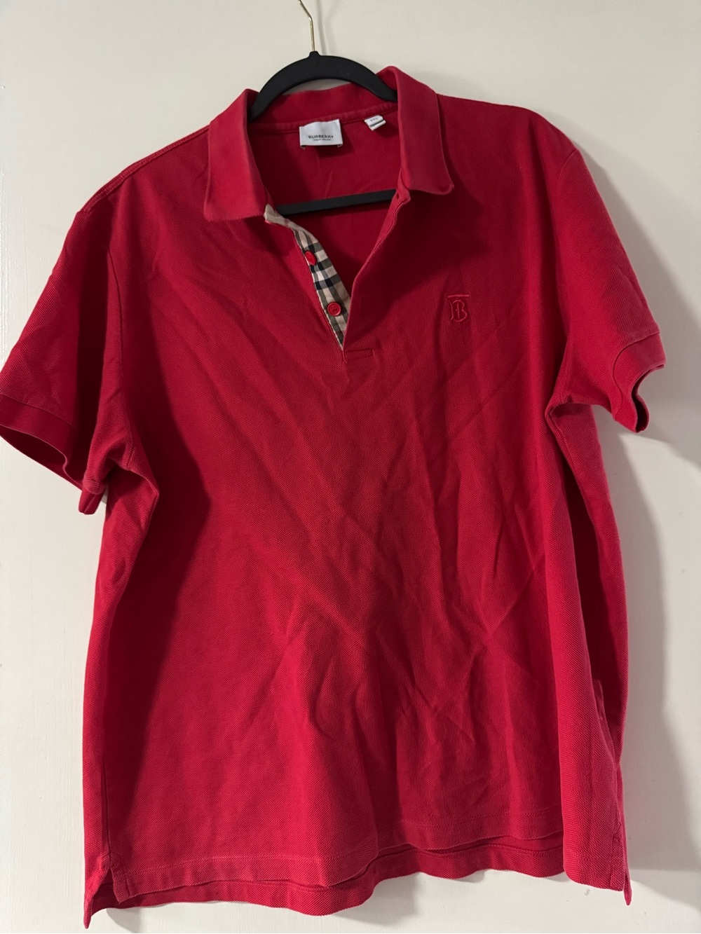 Burberry Red Polo with Signature Check Trim